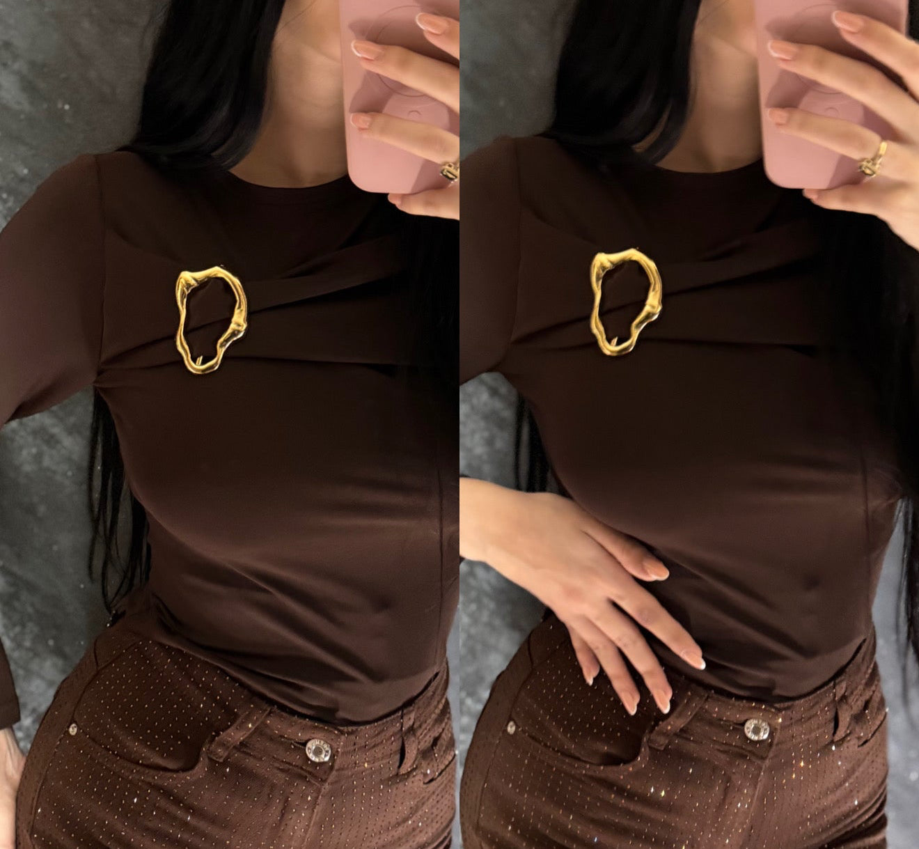 Maletă cu detaliu auriu